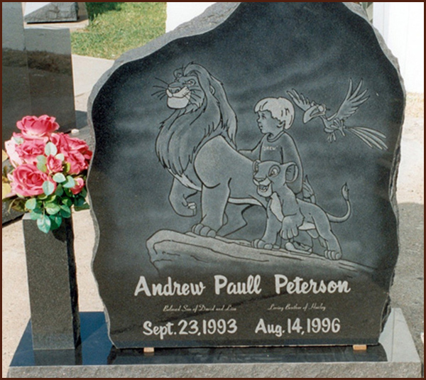 hand etched monuments Peterson